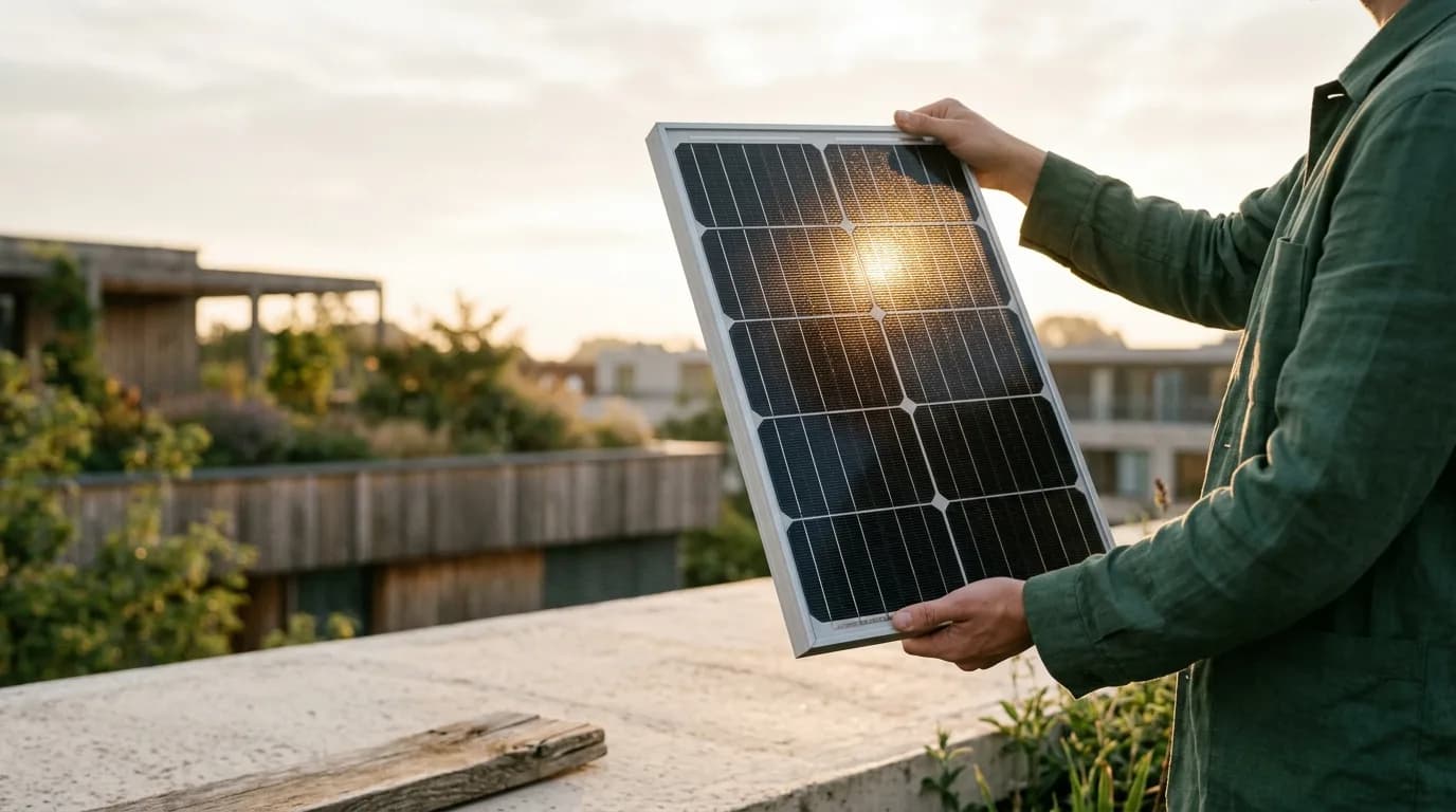 Échantillon de panneau solaire au soleil